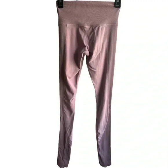 Athleta Womens XXS Barre Rib Full Length Mauve Low Impact Tight In Powervita - Picture 4 of 7